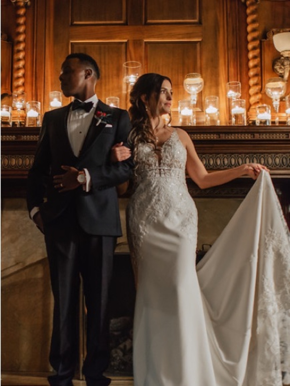 Elegant White Lace Wedding Dress with Sheer Bodice- Oxford Street PA1116